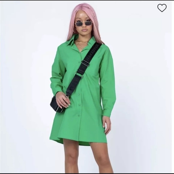 Princess Polly Green Button Front Shirt Dress Size 6 NEW Emersyn Collared - Picture 1 of 12